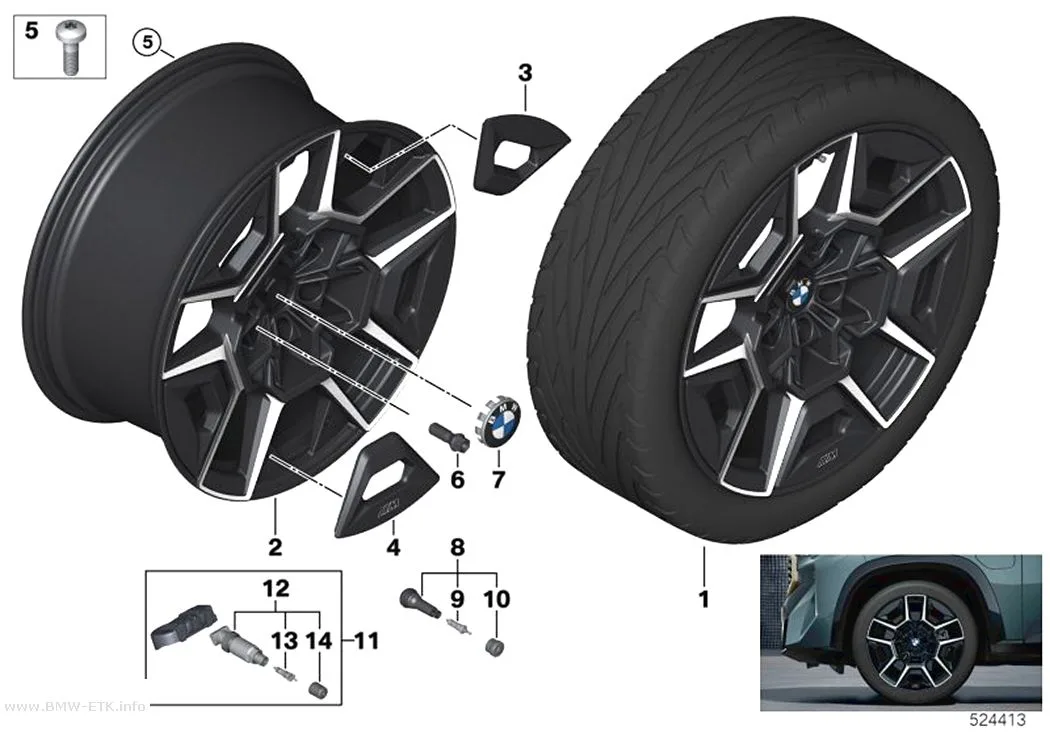 Šema: BMW aluminijumska felna, dvostruki krakovi 922M - 22"