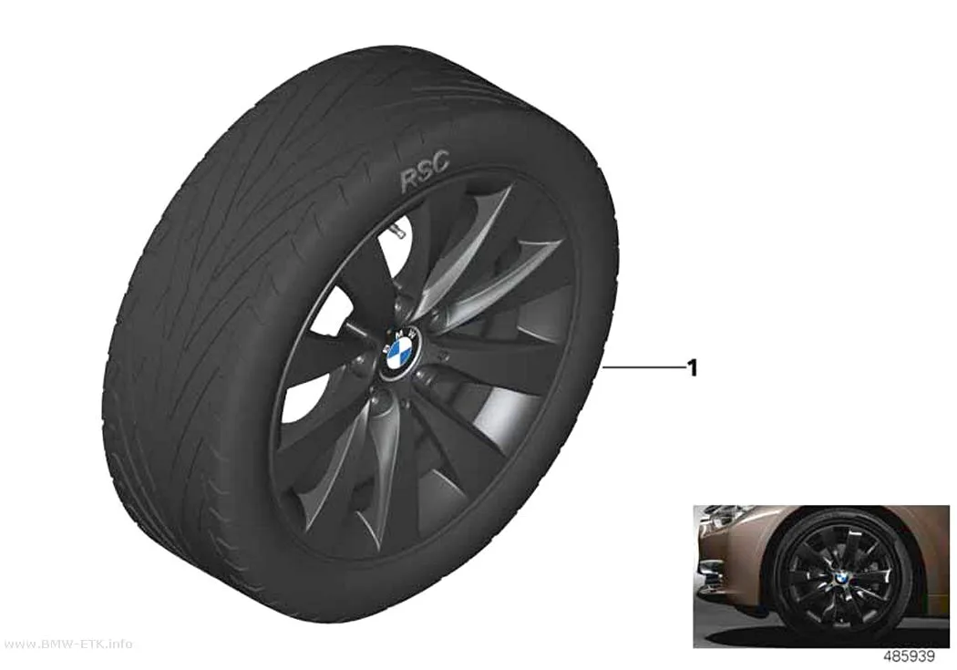 Šema: BMW aluminijumska felna, V-krakovi 413 - 17"