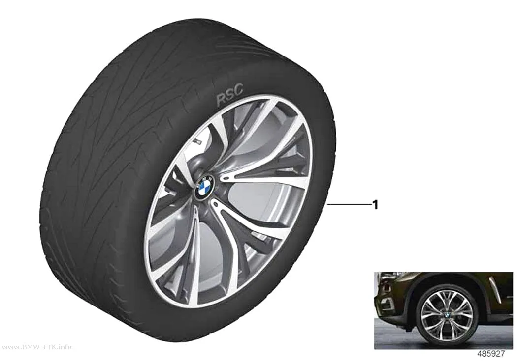 Šema: BMW aluminijumska felna, Y-krakovi 627 - 21"