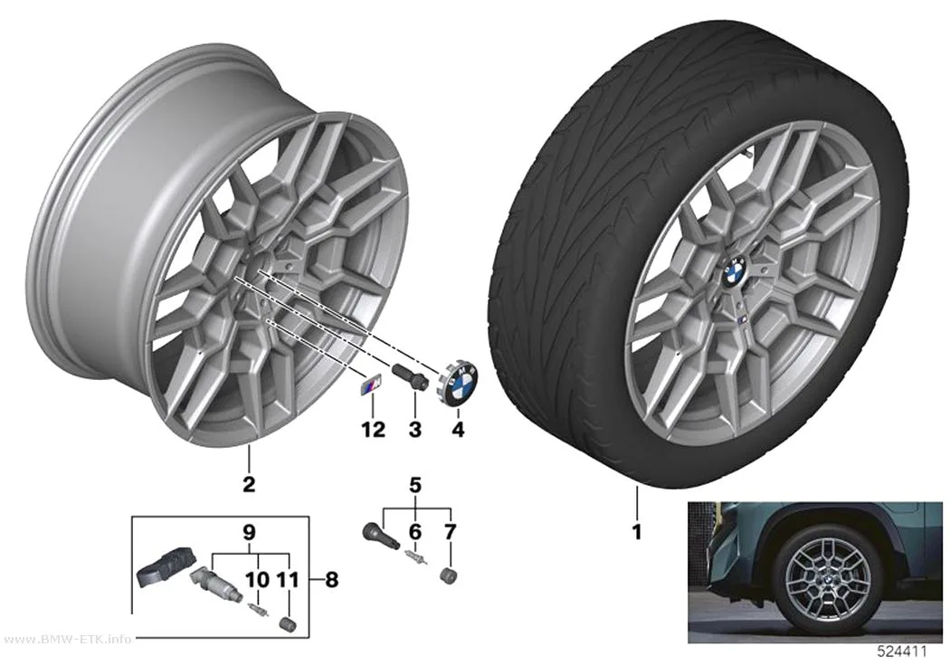 Šema: BMW aluminijumska felna, dvostruki krakovi 918M - 21"