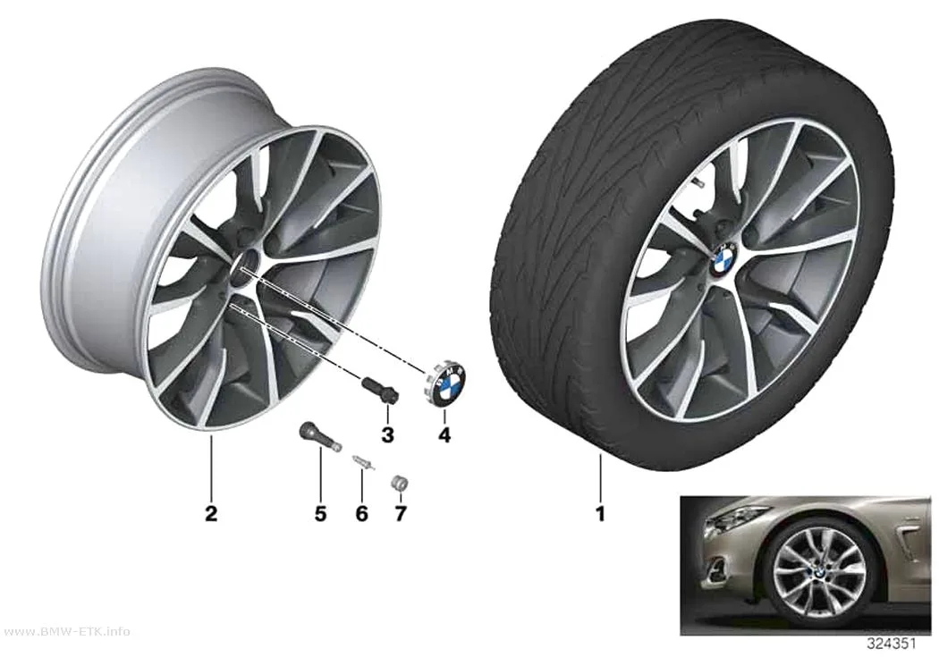 Šema: BMW aluminijumska felna, turbinski dizajn 402 - 19"