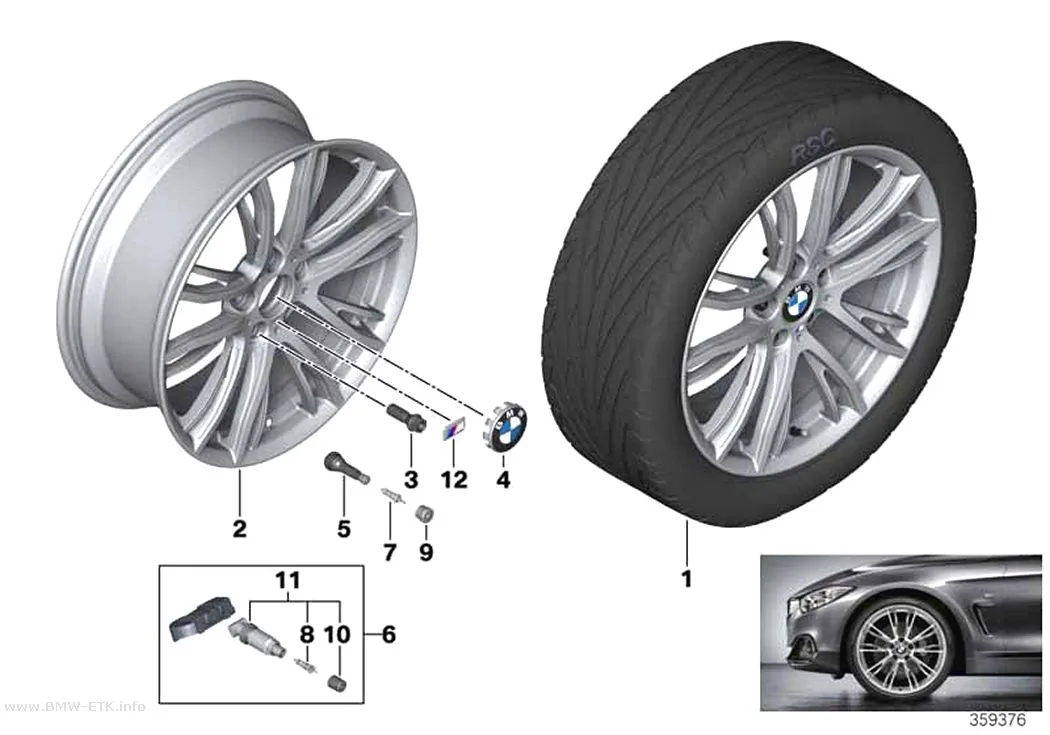 Šema: BMW aluminijumska felna M sa dvostrukim krakovima 624 - 19"