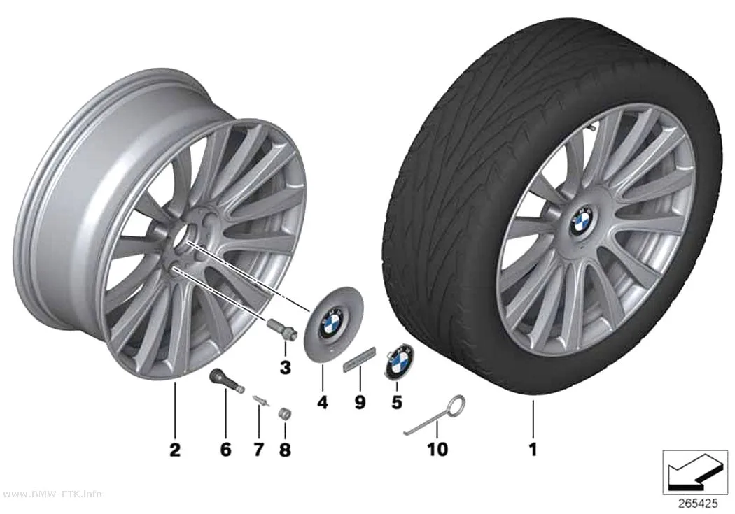 Šema: BMW Individual aluminijumska felna sa V-krakovima 374 - 20"
