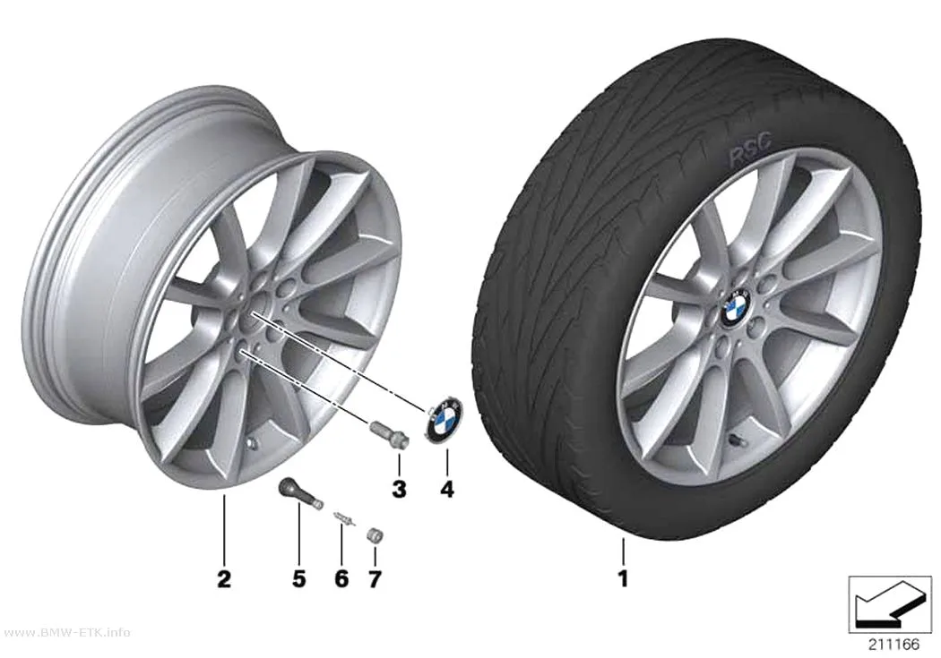 Šema: BMW aluminijumska felna, V-krakovi 281 - 18"