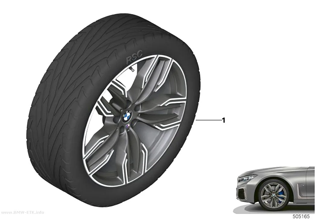 Šema: BMW laka aluminijumska felna M dvostruki krakovi 760M - 20"