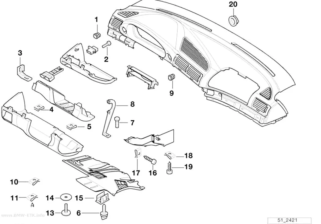 Šema: Montažni delovi instrument table