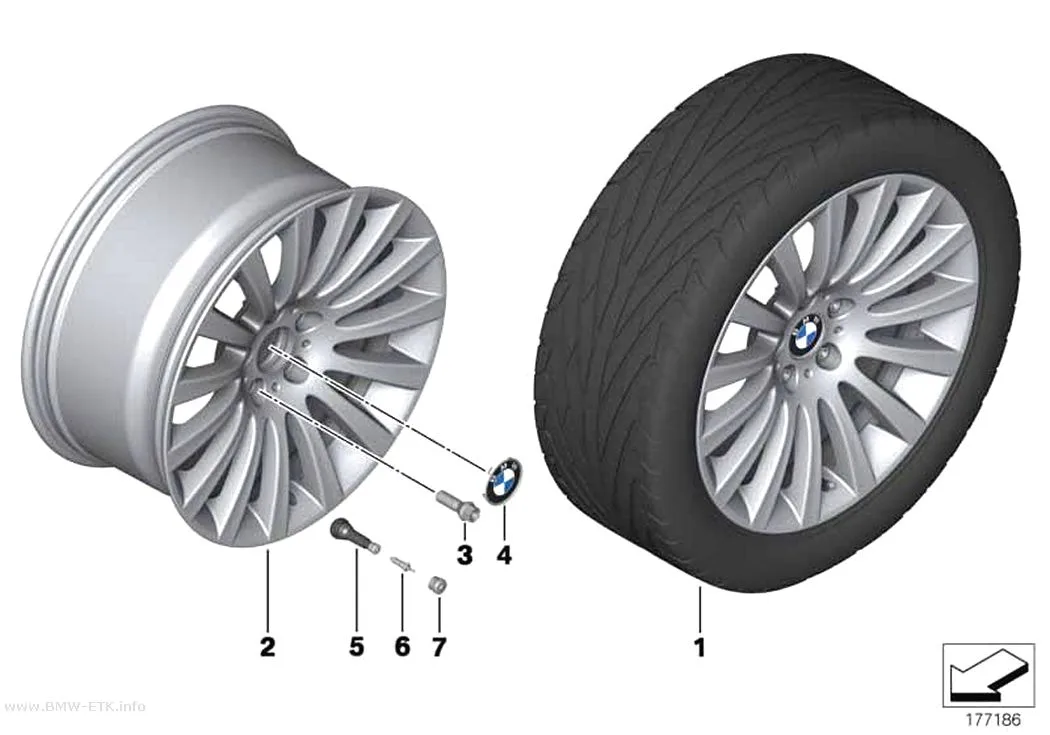 Šema: BMW aluminijumska felna, višestruki krakovi 235 - 19"