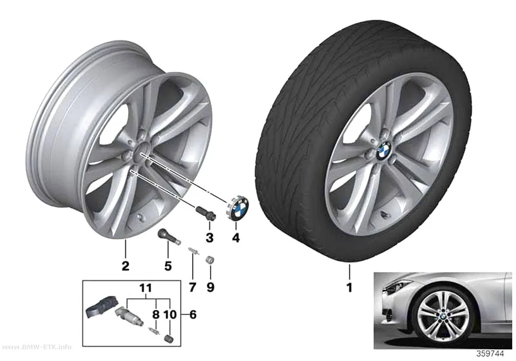 Šema: BMW aluminijumska felna, dvostruki krakovi 401 - 19"