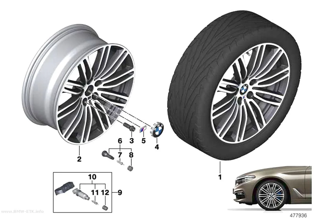 Šema: BMW aluminijumska felna, dvostruki krakovi 664M - 19"