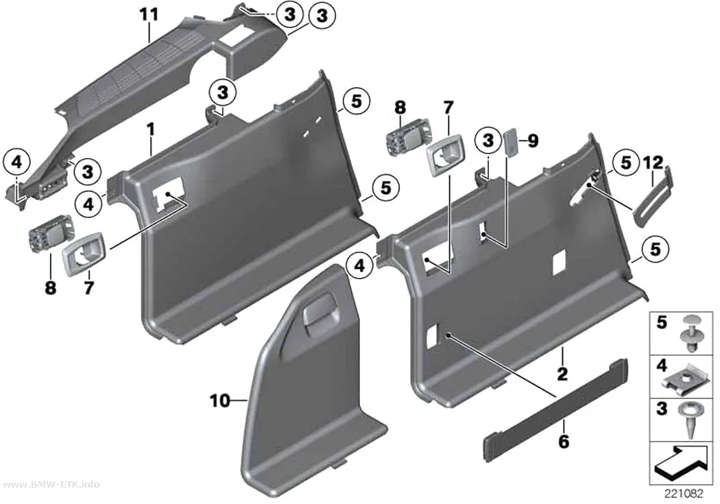 Šema: Obloga prtljažnika, leva
