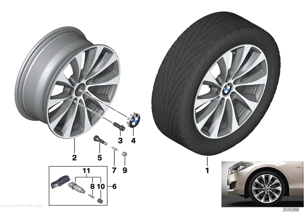 Šema: BMW aluminijumska felna sa V-krakovima 387 - 18"