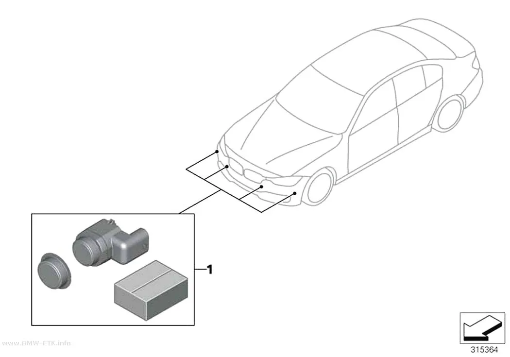 Šema: Ugradni komplet, Park Distance Control, prednji