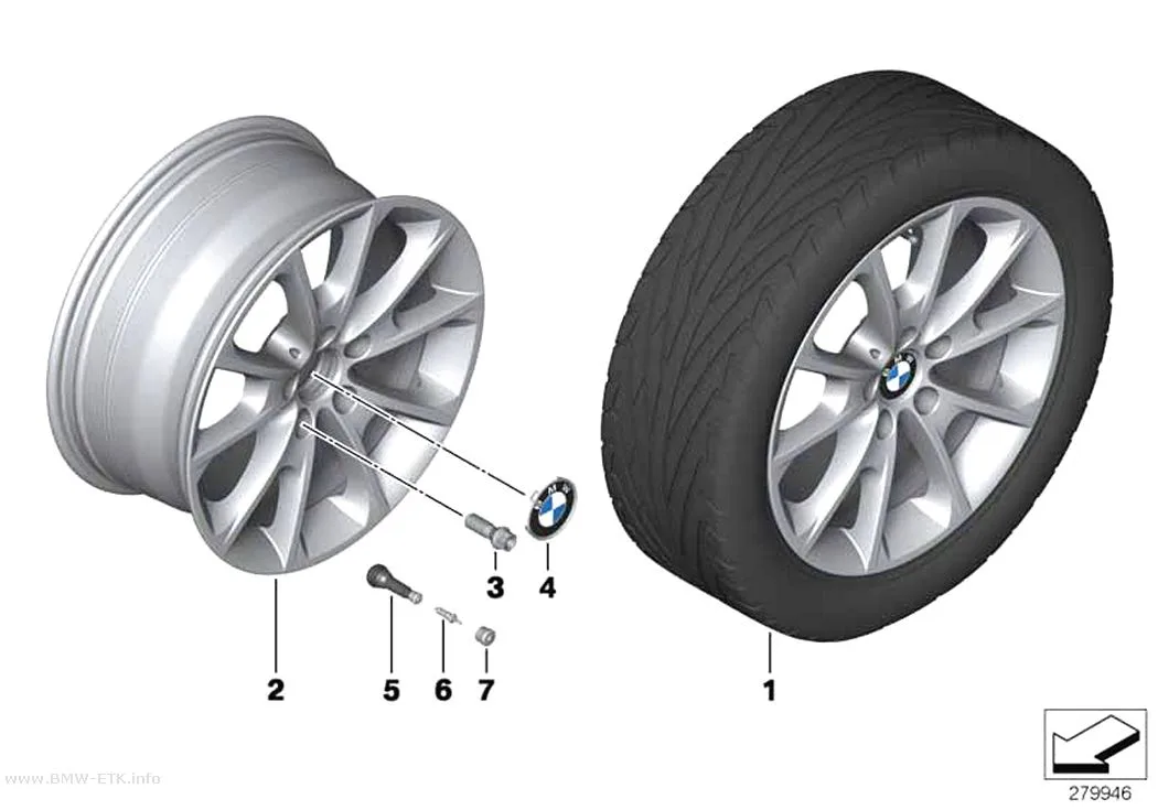 Šema: BMW aluminijumska felna, V-krakovi 398 - 18"