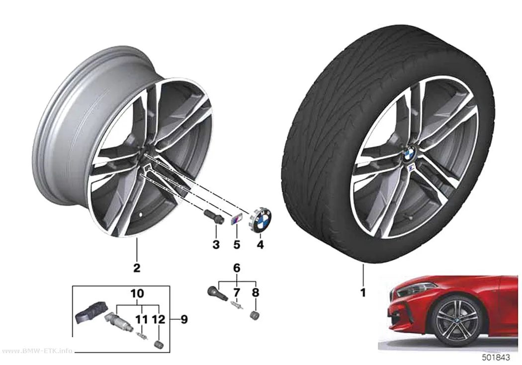 Šema: BMW aluminijumska felna, dvostruki krak 819M - 18"