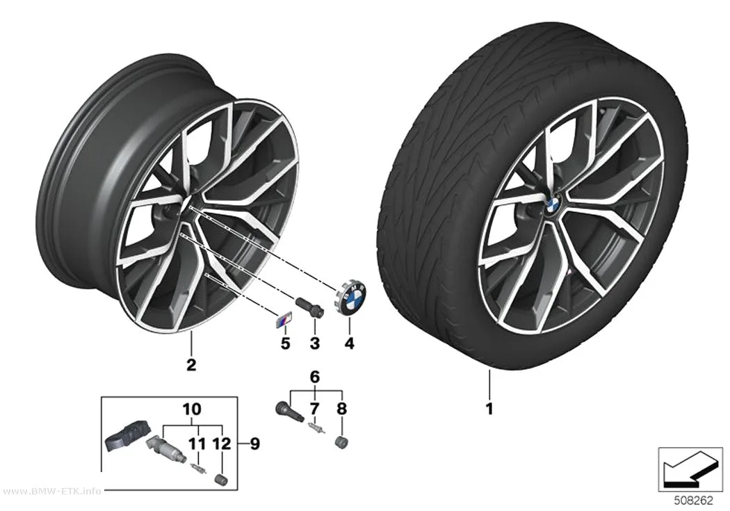 Šema: BMW aluminijumska felna, Y-krakovi 845M - 19"