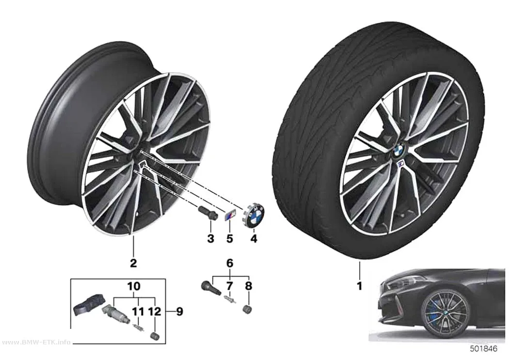 Šema: BMW aluminijumska felna, dvostruki krakovi 552M - 19"