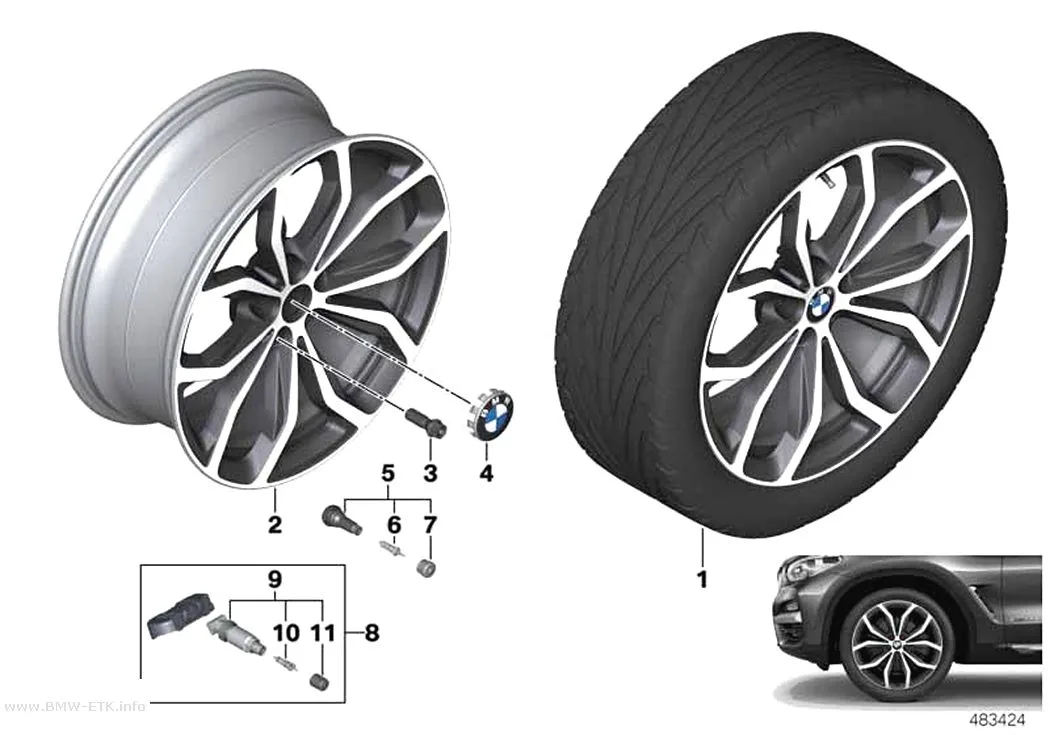 Šema: BMW aluminijumska felna Y-krakovi 695 - 20"