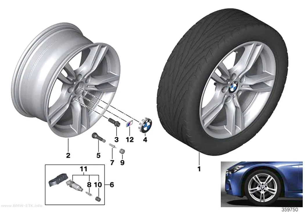 Šema: BMW aluminijumska felna, M zvezdasti krakovi 400 - 18"