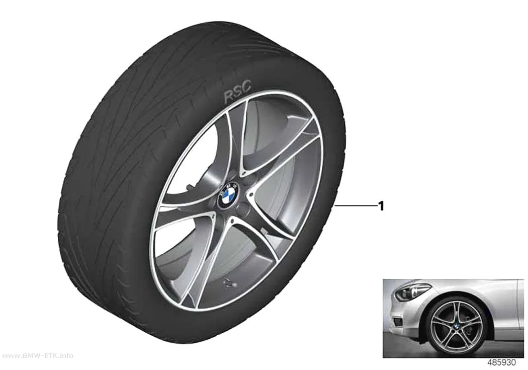 Šema: BMW aluminijumska felna, dvostruki krakovi 361 - 20"