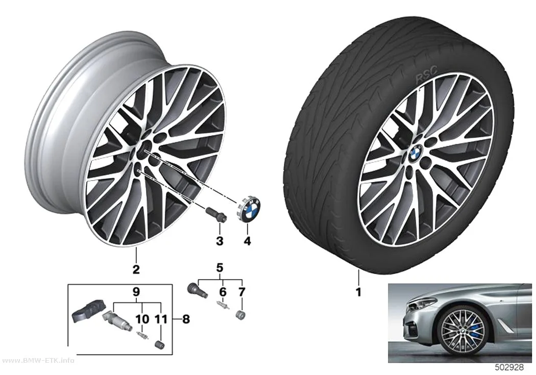 Šema: BMW aluminijumska felna sa Y-krakovima 636 - 20"