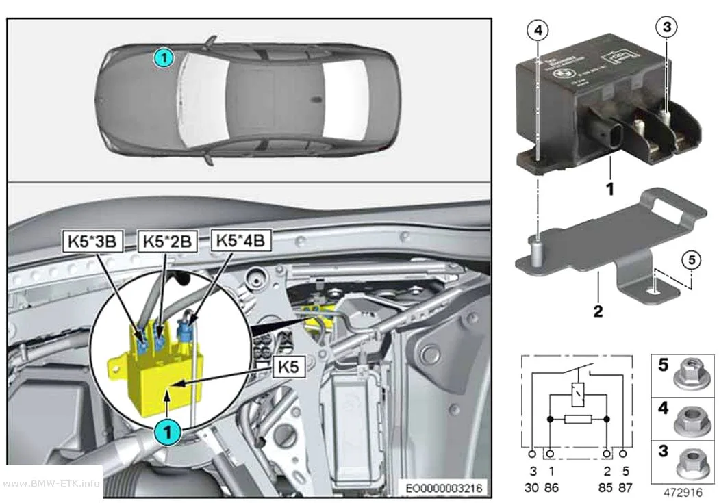 Šema: Relej elektromotora ventilatora K5