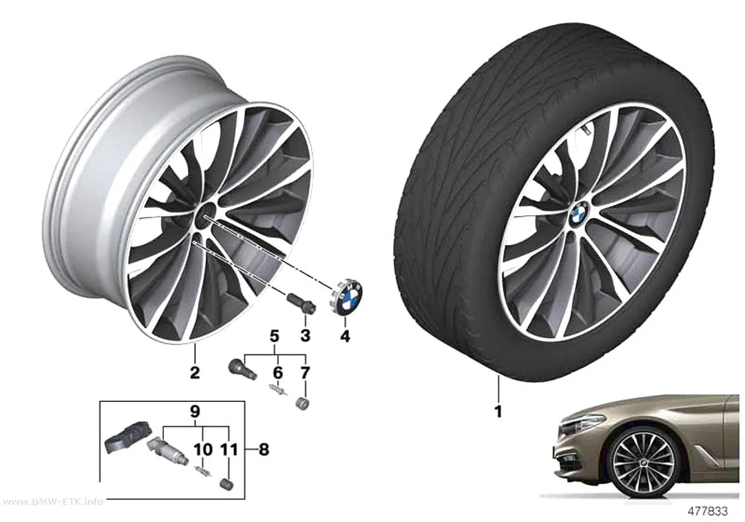 Šema: BMW aluminijumska felna, W-krakovi 663 - 19"
