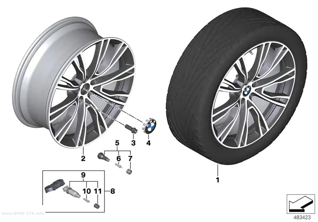 Šema: BMW aluminijumska felna V-krakovi 726I - 21"