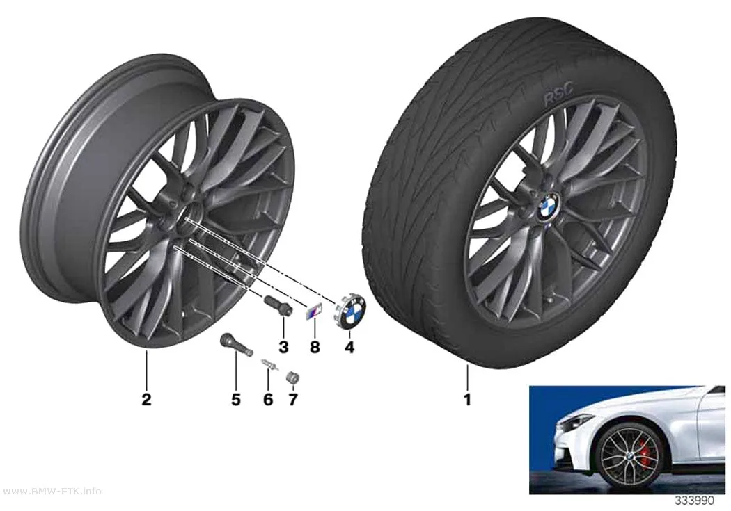 Šema: BMW aluminijumska felna, M dvostruki krakovi 405 - 18"