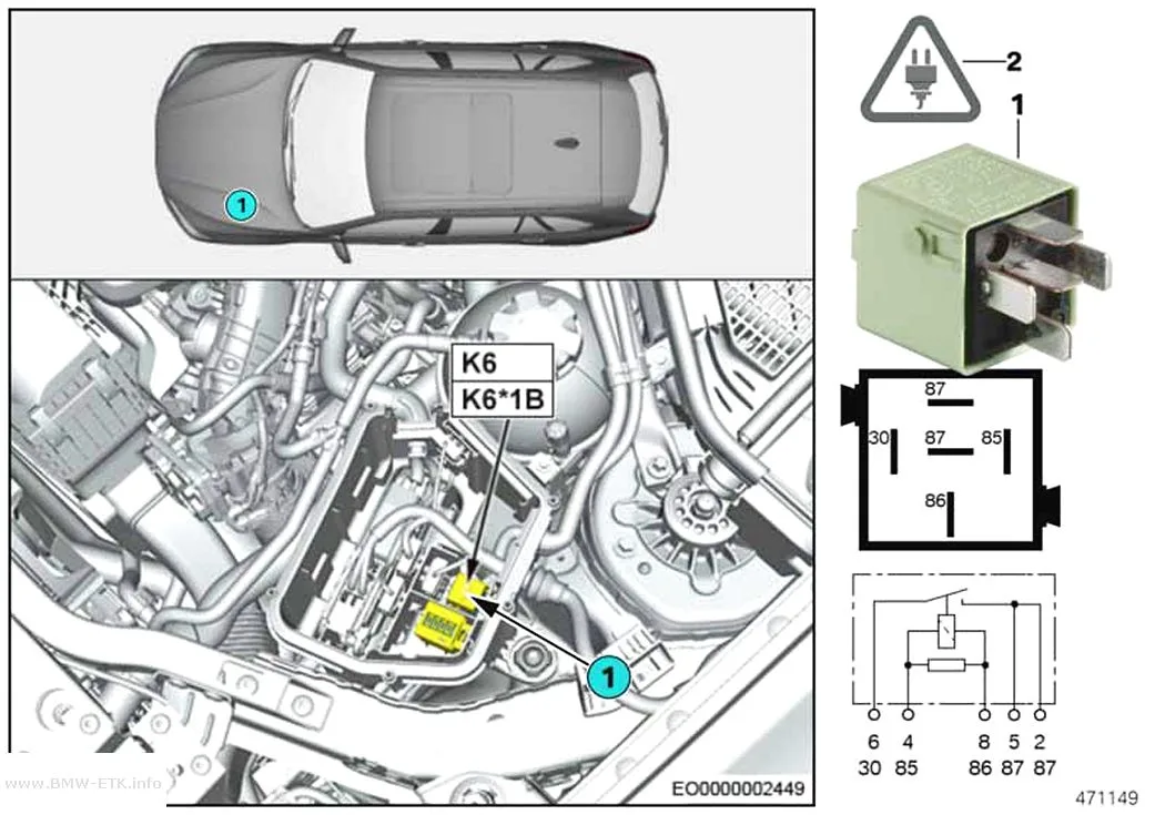 Šema: Relej motora DDE K6