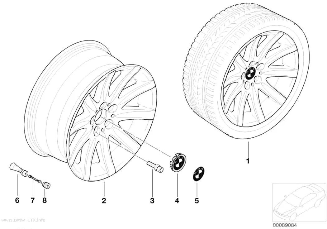 Šema: BMW aluminijumska felna, zvezdasti krakovi 95