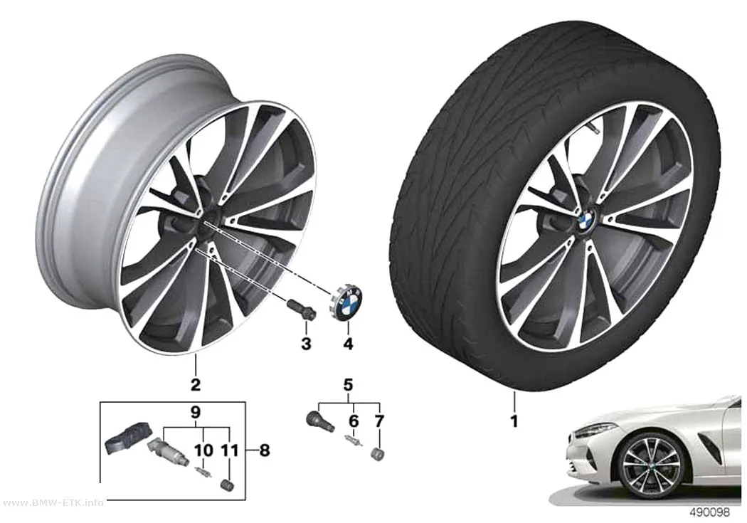 Šema: BMW aluminijumska felna V-krakovi 733 - 20"