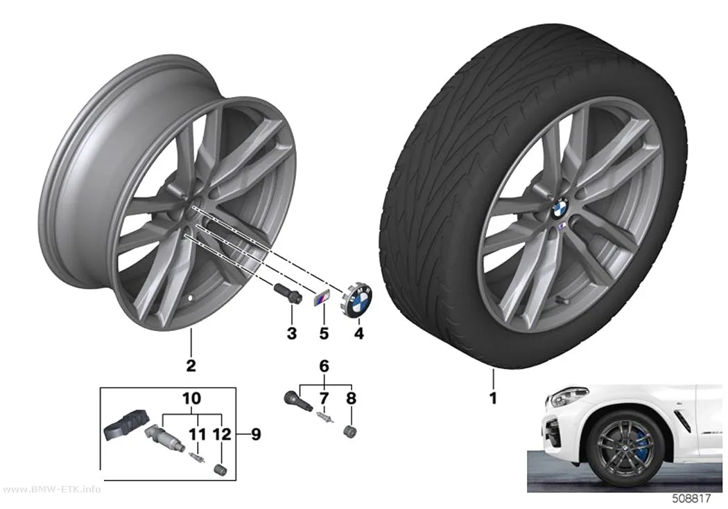 Šema: BMW aluminijumska felna dvostruki krakovi 698M - 19" OA