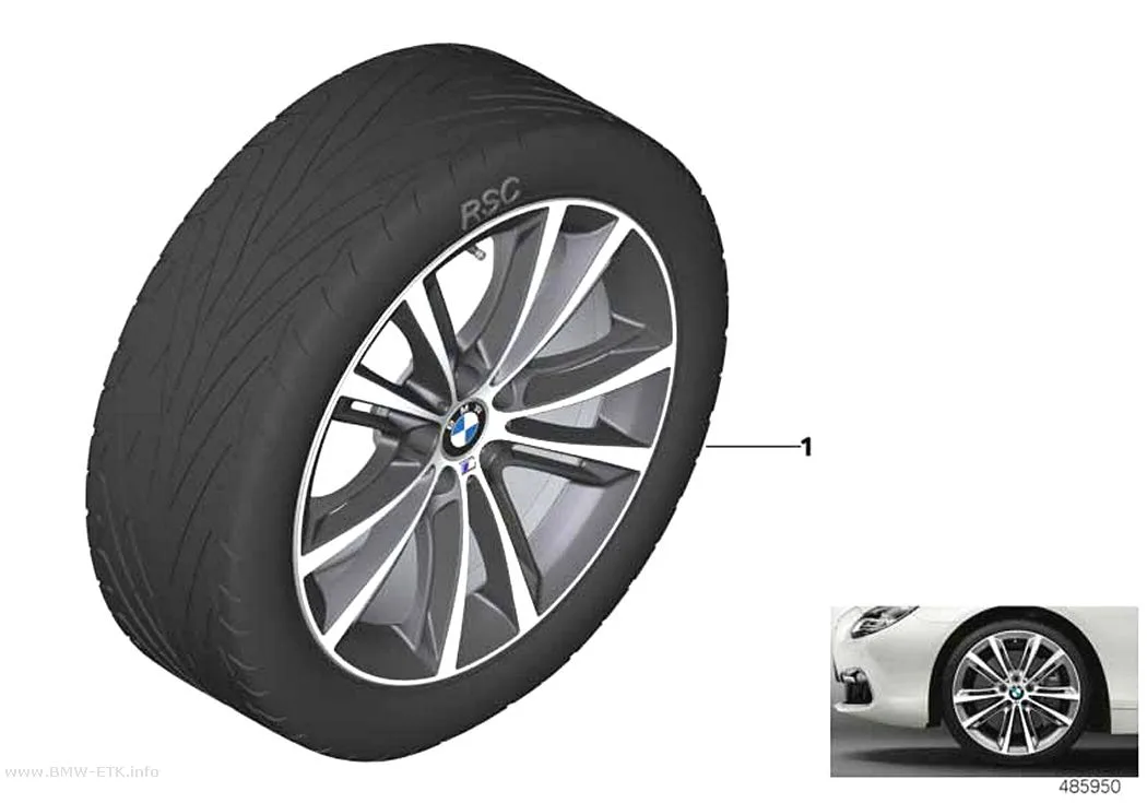 Šema: BMW aluminijumska felna M Performance, V-krakovi 464M - 20"