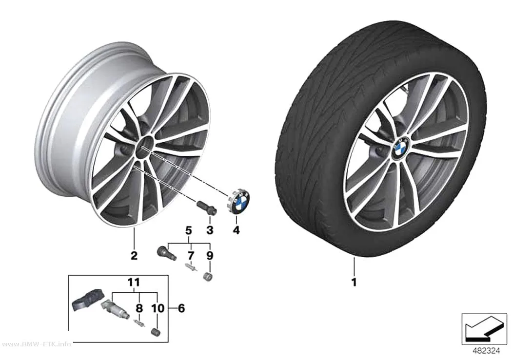 Šema: BMW aluminijumska felna sa dvostrukim krakovima 725 - 17"