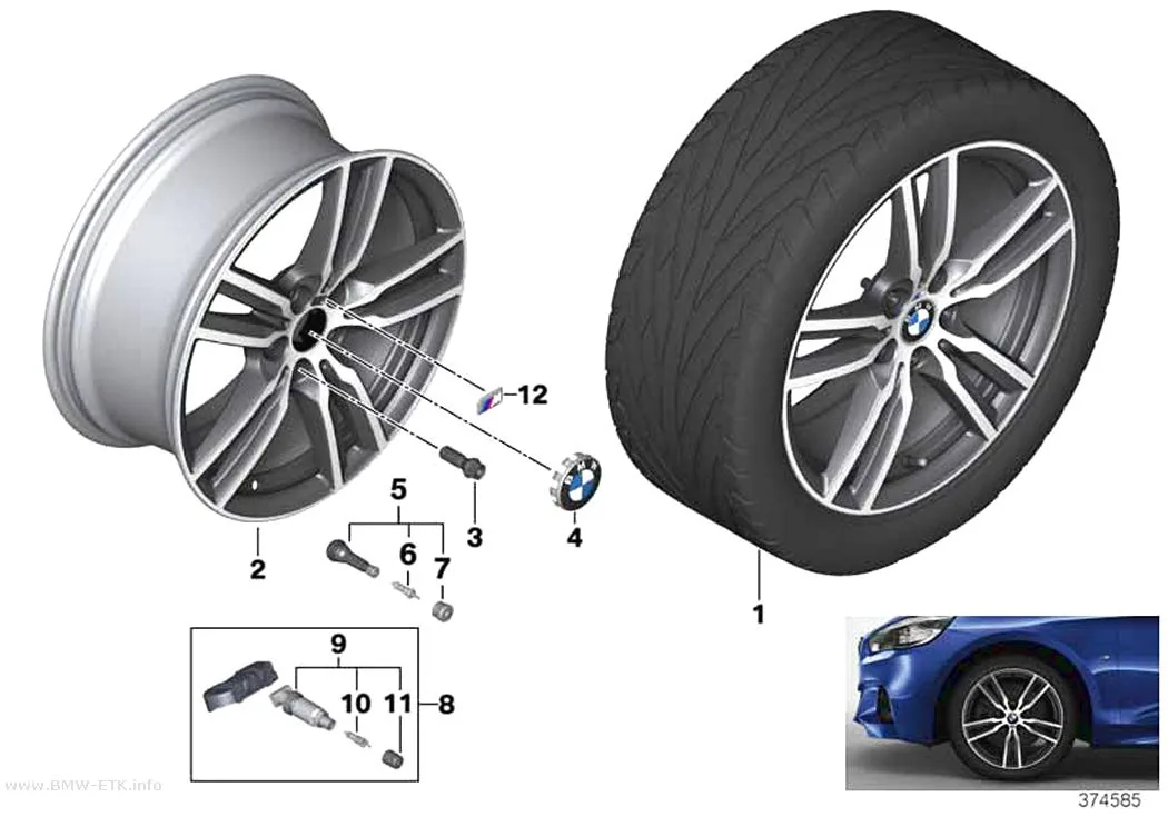 Šema: BMW aluminijumska felna, M dvostruki krakovi 486M - 18"