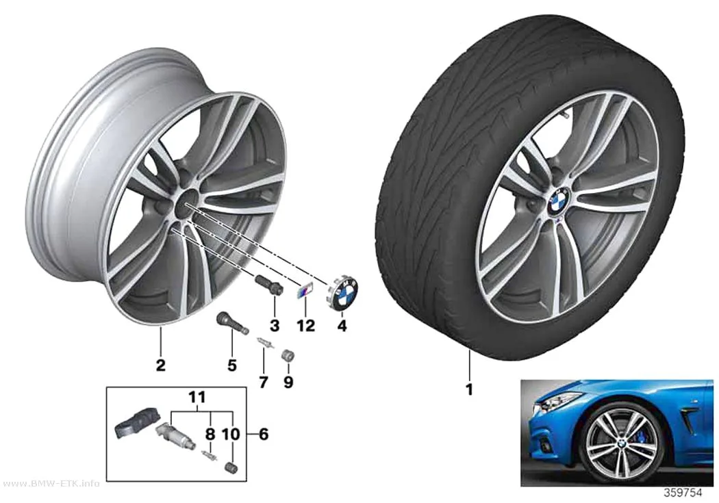 Šema: BMW aluminijumska felna, M dvostruki krakovi 442 - 19"