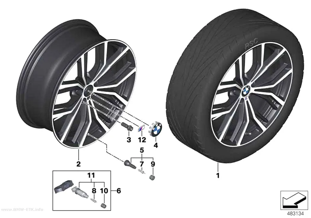 Šema: BMW aluminijumska felna Y-krakovi 701M - 21" OA