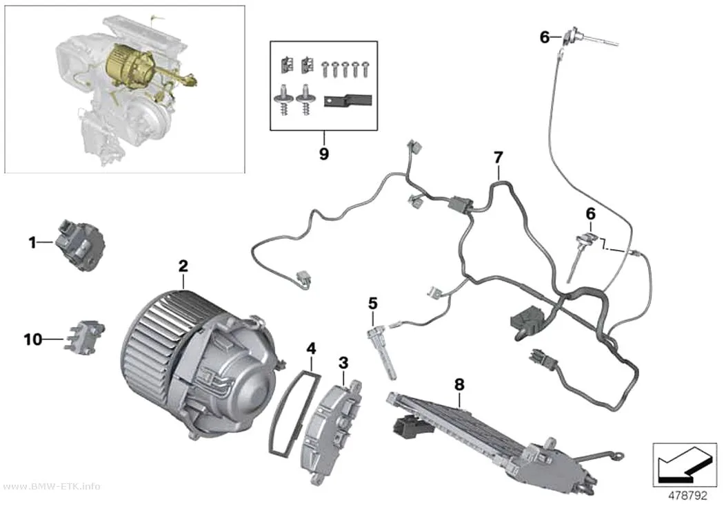 Šema: Električni delovi jedinice grejanja i klima-uređaja