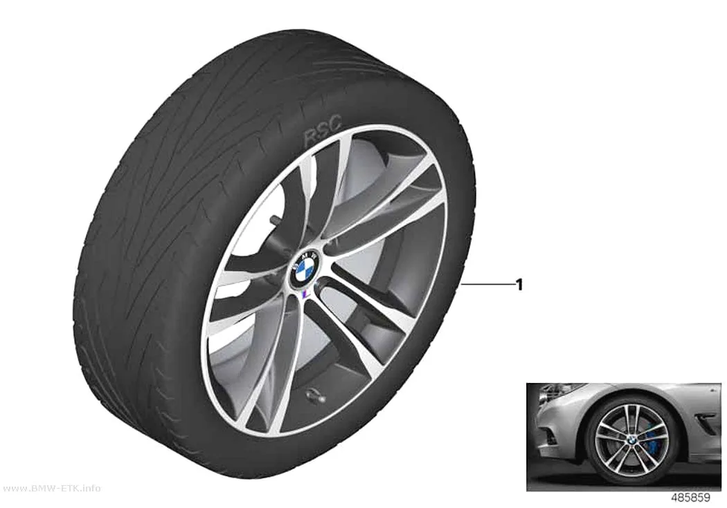 Šema: BMW aluminijumska felna M dvostruki krakovi 598M - 19"