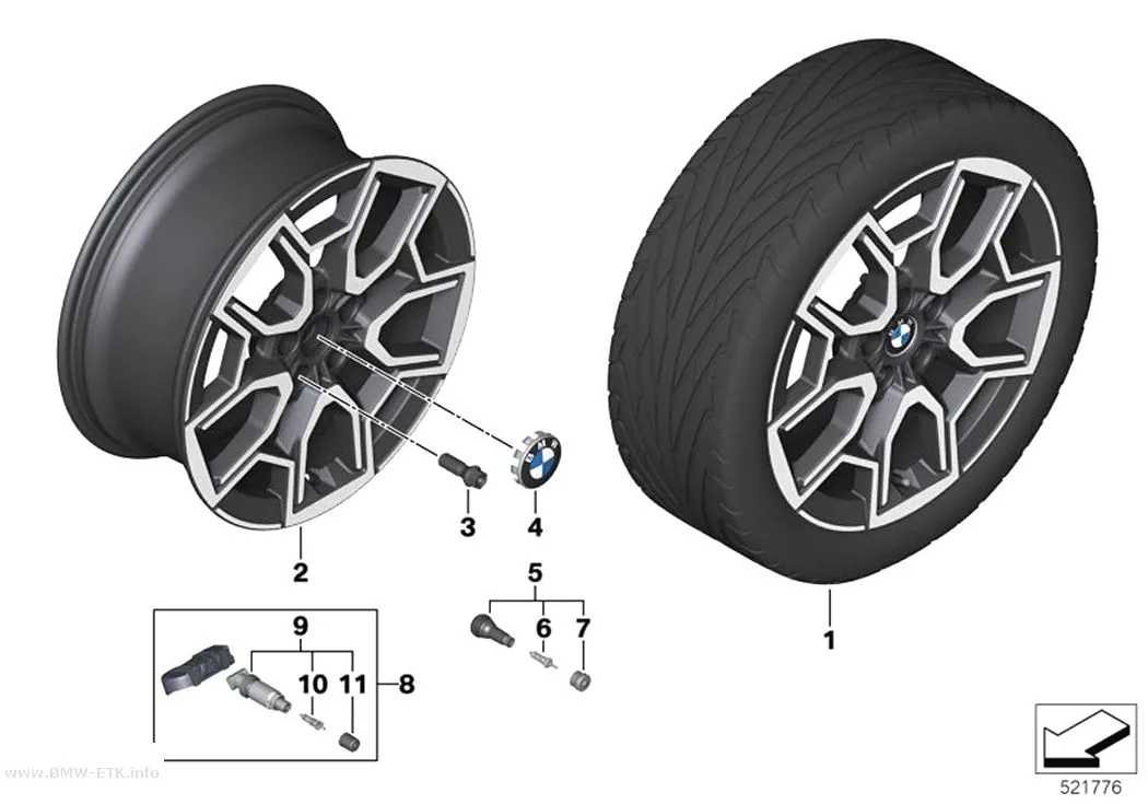 Šema: BMW aluminijumska felna, V-krakovi 867 - 19"