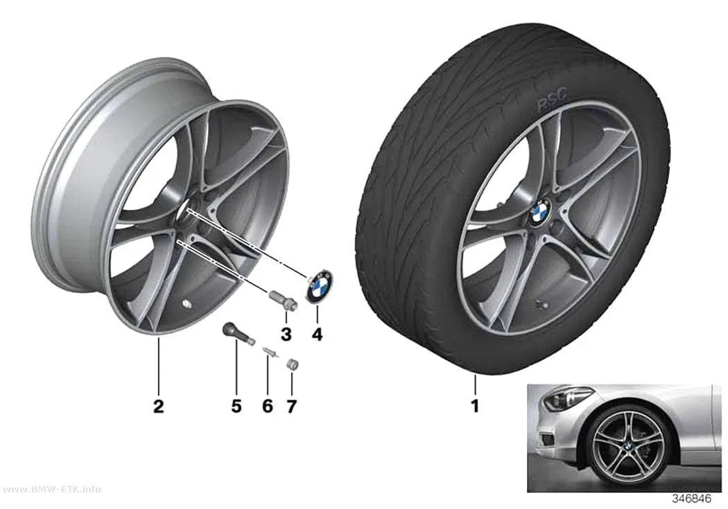 Šema: BMW aluminijumska felna sa dvostrukim krakovima 361 - 19"