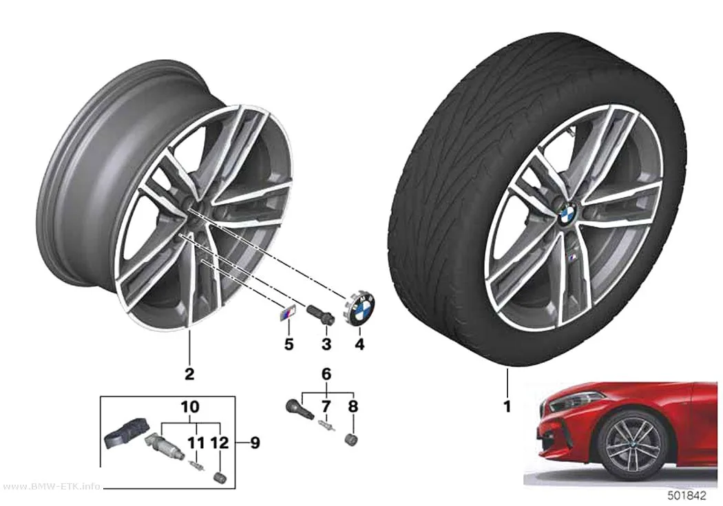 Šema: BMW aluminijumska felna, dvostruki krakovi 550M - 17"