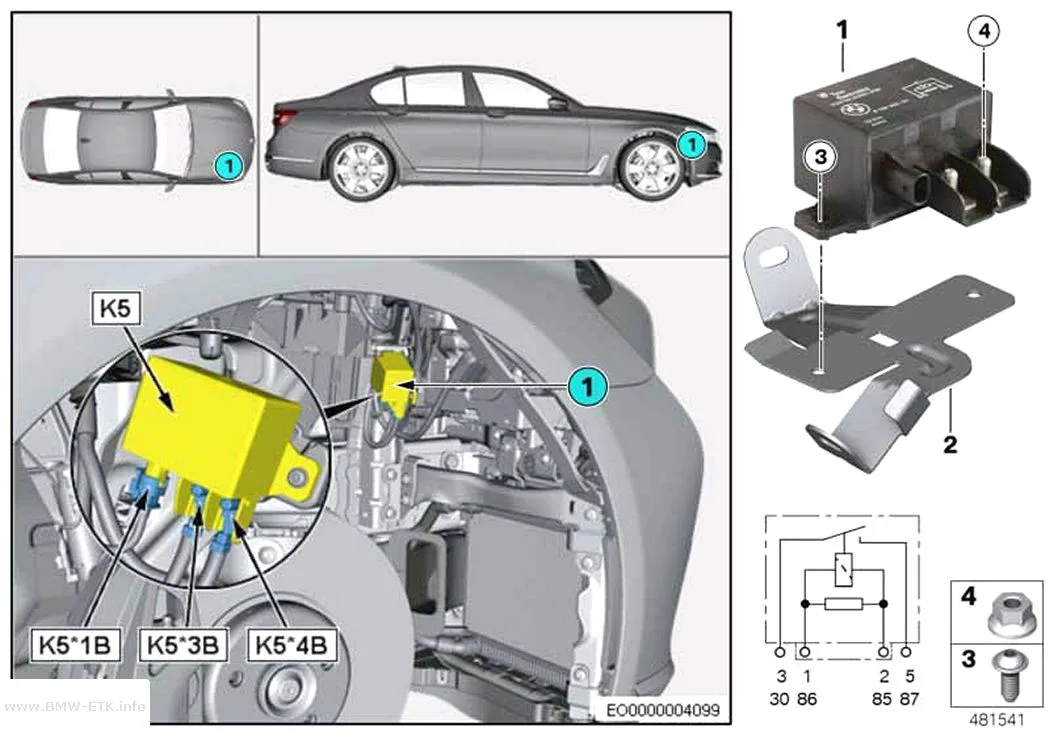Šema: Relej elektromotora ventilatora 850 W K5