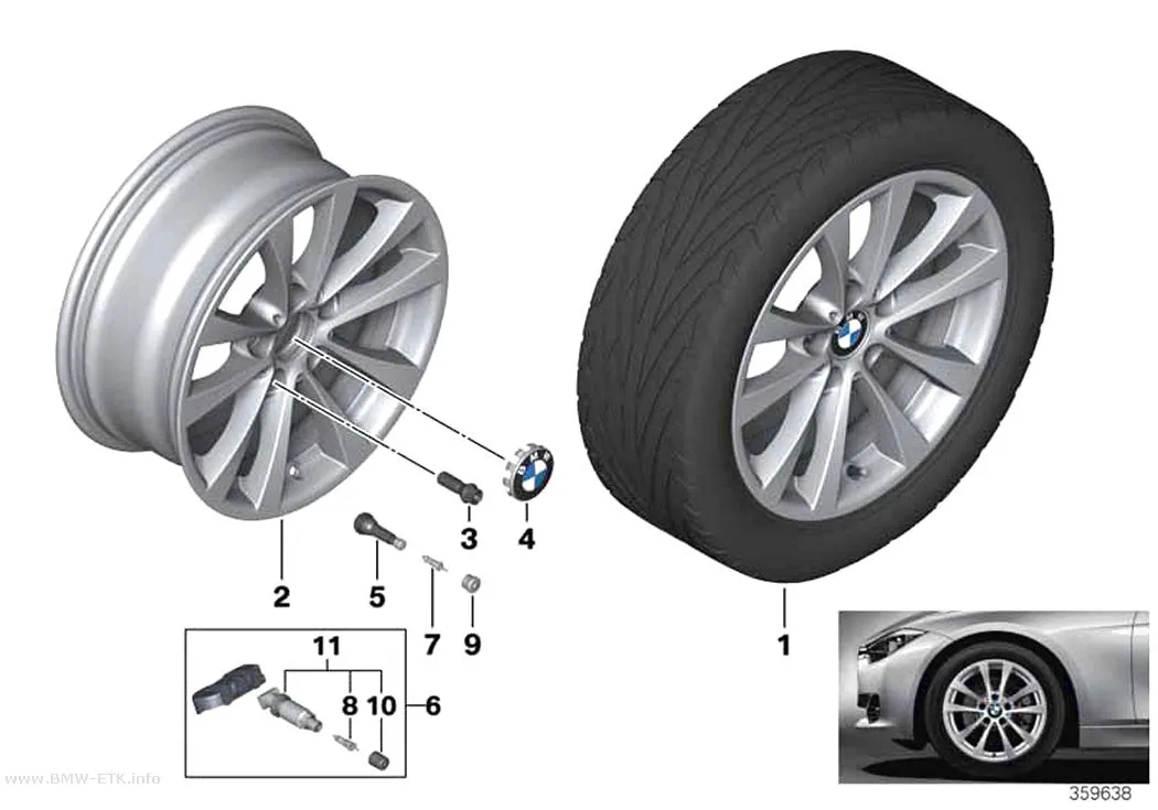 Šema: BMW aluminijumska felna, V-krakovi 395 - 17"