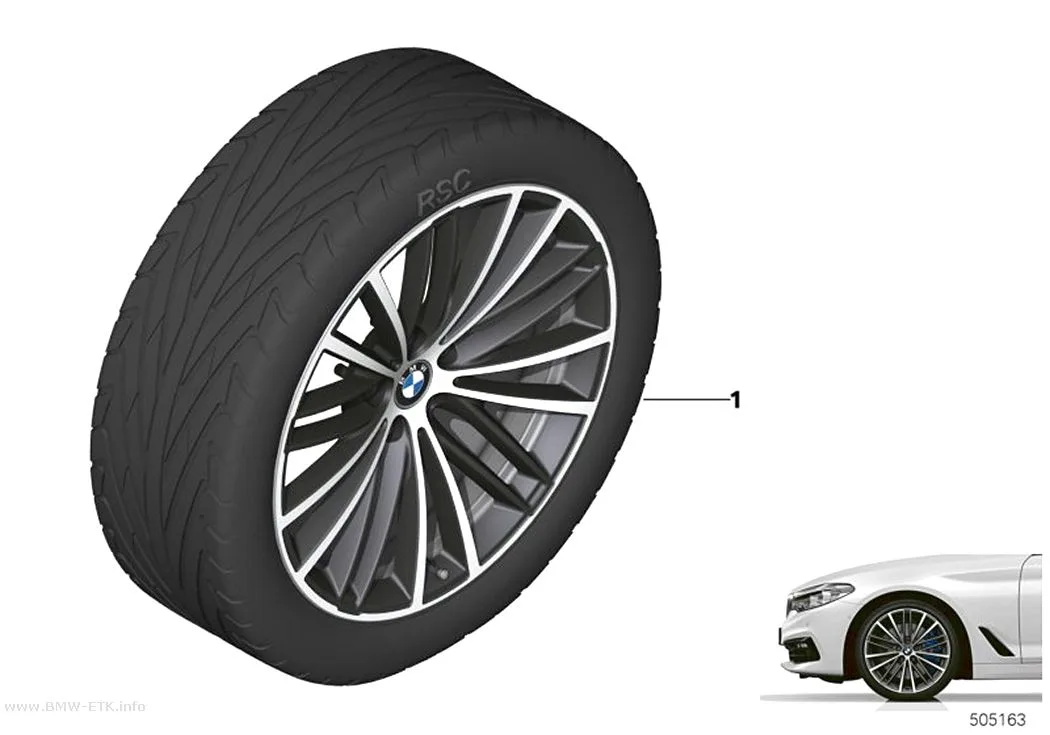 Šema: BMW aluminijumska felna sa V-krakovima 635 - 19"