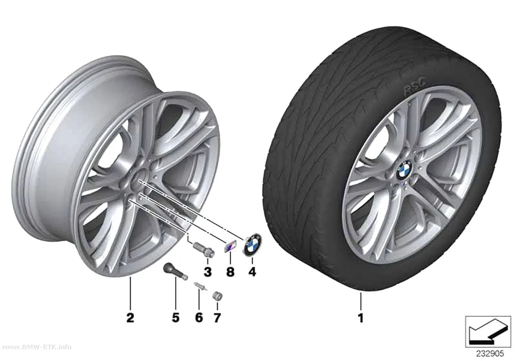 Šema: BMW aluminijumska felna, M dvostruki krakovi 310