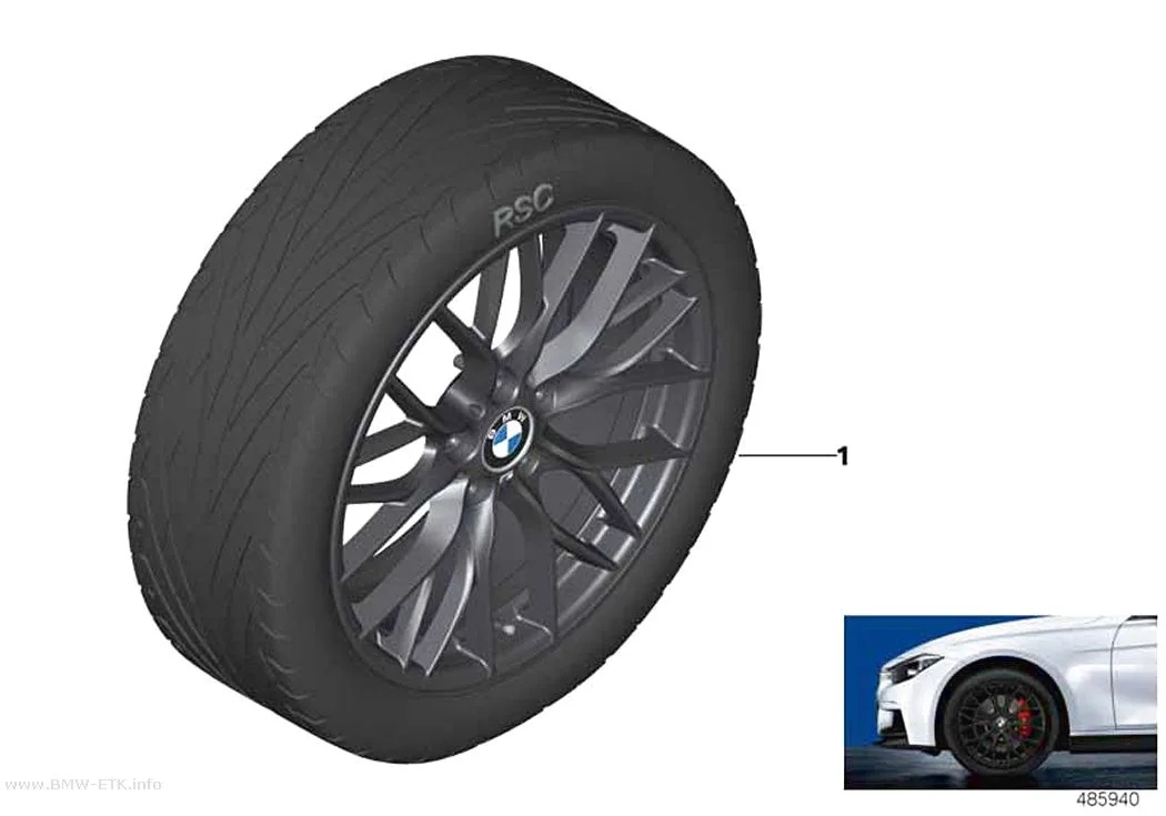 Šema: BMW aluminijumska felna M Perf., dvostruki krakovi 405M - 18"