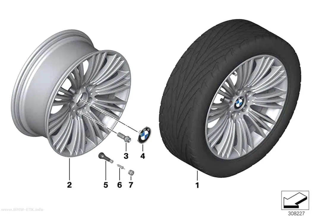 Šema: BMW aluminijumska felna, W-krakovi 440 - 19"