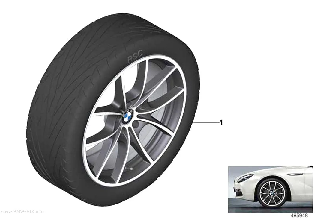 Šema: BMW aluminijumska felna, V-krakovi 356 - 20"