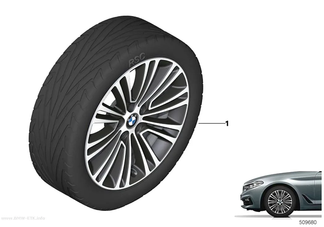 Šema: BMW aluminijumska felna sa dvostrukim krakovima 634 - 18"